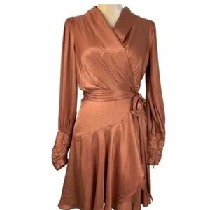 Elegant Brown Wrap Dress